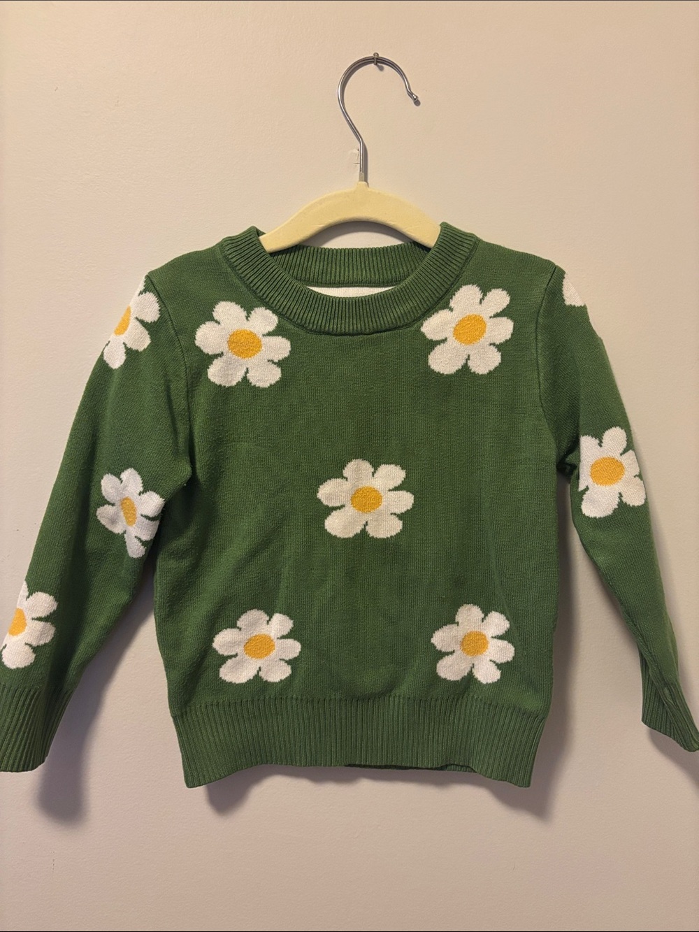 Kids Green Daisy Knit Sweater